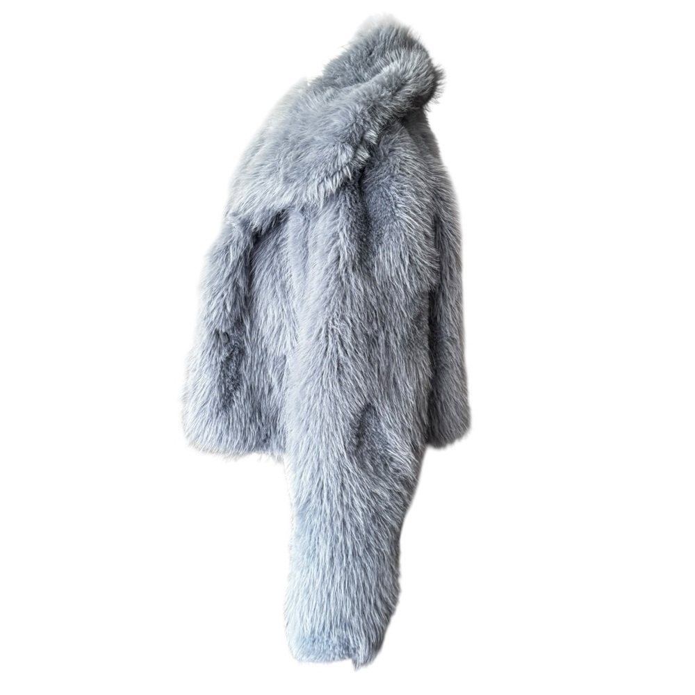 Zara Faux Fur Collared Crop Jacket in Light Blue XS-S - Picture 6 of 12